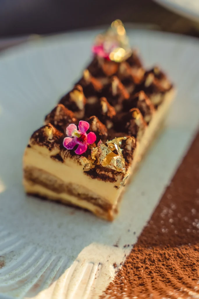 Tiramisu with gold leaf