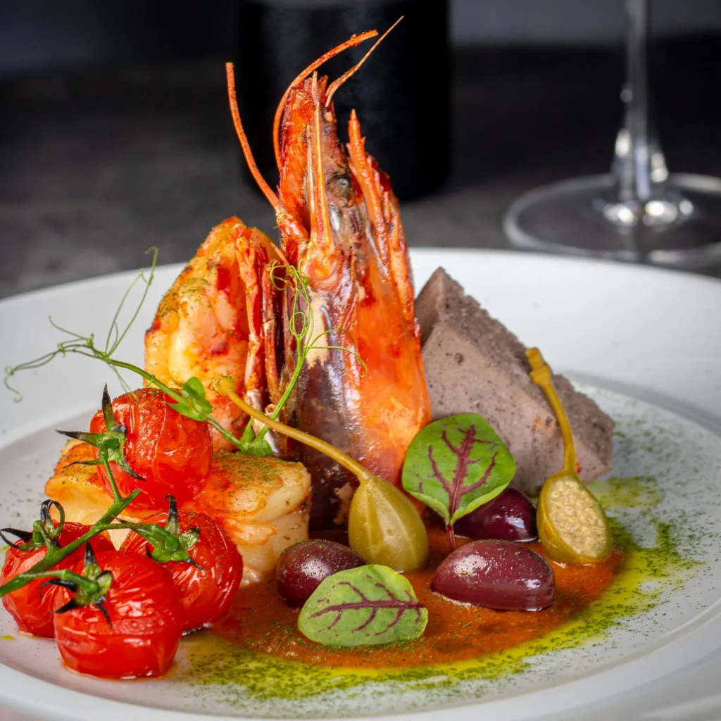 Red prawn dish